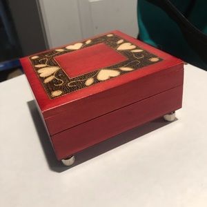 Linwood carved Heart Jewelry box and bracelet